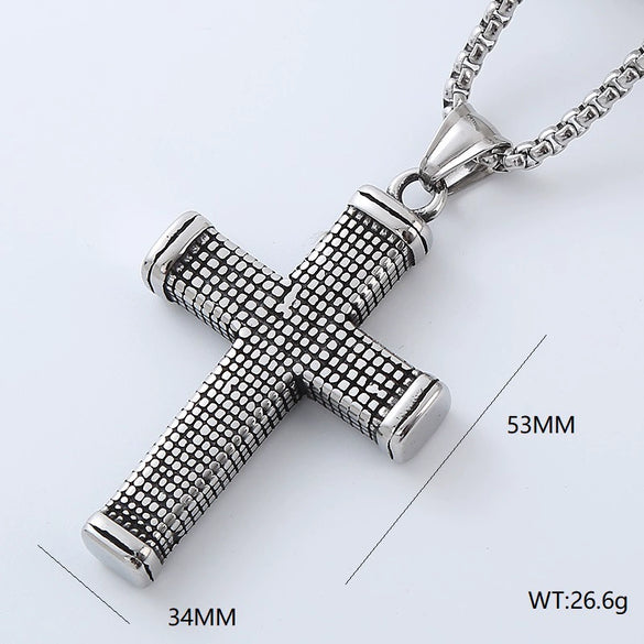 Wholesale Titanium Steel Cross Pendant Necklace Geometric Punk Hiphop Style With Polishing