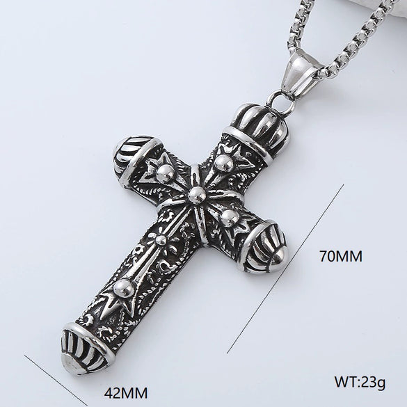 Wholesale Titanium Steel Cross Pendant Necklace Geometric Punk Hiphop Style With Polishing