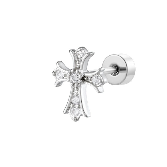 Wholesale Titanium Steel Cross Zircon Set Earrings For Unisex