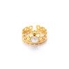 Wholesale Titanium Steel Crown Heart Shape Ring With 18K Gold Plating For Women