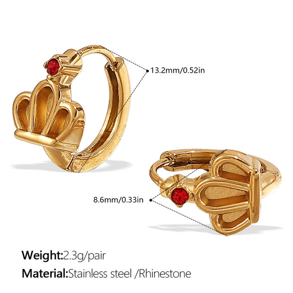 Wholesale 316L Stainless Steel Crown Love Earrings 18K Gold Plated Fashion Style