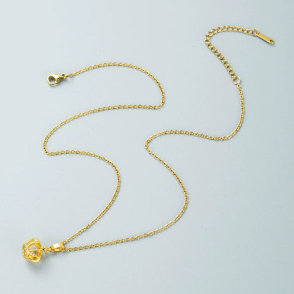 Wholesale Titanium Steel Crown Ochain Necklace With Electroplating Fashion And Allmatch Nonfading Core Movable Clavicle Chain Internet Celebrity Accessories