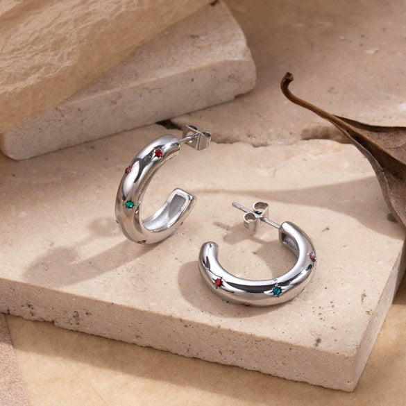 Wholesale Titanium Steel Cshaped Earrings With Micro Diamond Electroplating Niche Style And Letters Numbers Text Pattern For Women