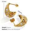 Wholesale 316L Stainless Steel Cshaped Fashion Low Sensitivity Earrings Inlaid With Zircon Electroplated For Women
