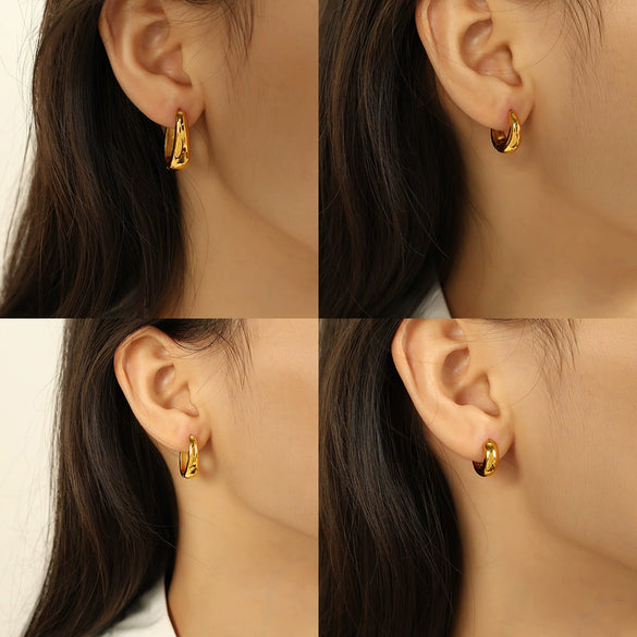 Wholesale 316L Stainless Steel Cshaped Geometric Earrings Gold Plated For Women Light Luxury Elegant Design