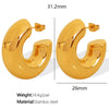 Wholesale 316L Stainless Steel Cshaped Glue Earrings And Ring Electroplated For Women