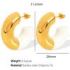 Wholesale 316L Stainless Steel Cshaped Glue Earrings And Ring Electroplated For Women