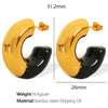 Wholesale 316L Stainless Steel Cshaped Glue Earrings And Ring Electroplated For Women