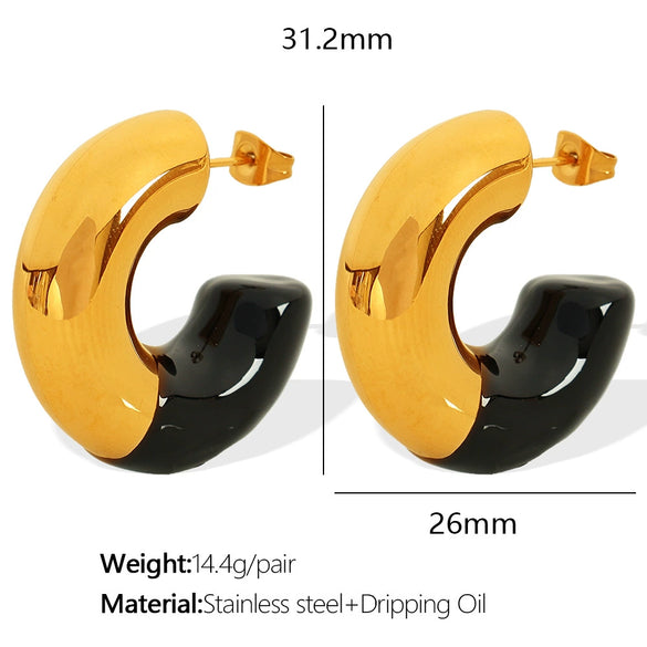 Wholesale 316L Stainless Steel Cshaped Glue Earrings And Ring Electroplated For Women
