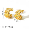 Wholesale Titanium Steel Cshaped Pleated Irregular Geometric Earrings With Electroplating For Women