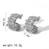 Wholesale Titanium Steel Cshaped Pleated Irregular Geometric Earrings With Electroplating For Women
