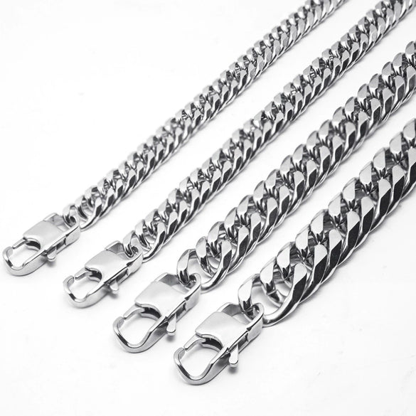 Wholesale Titanium Steel Cuban Chain Double Buckle Grinding Men's Necklace With Baking Paint Treatment And Letters Numbers Text Pattern