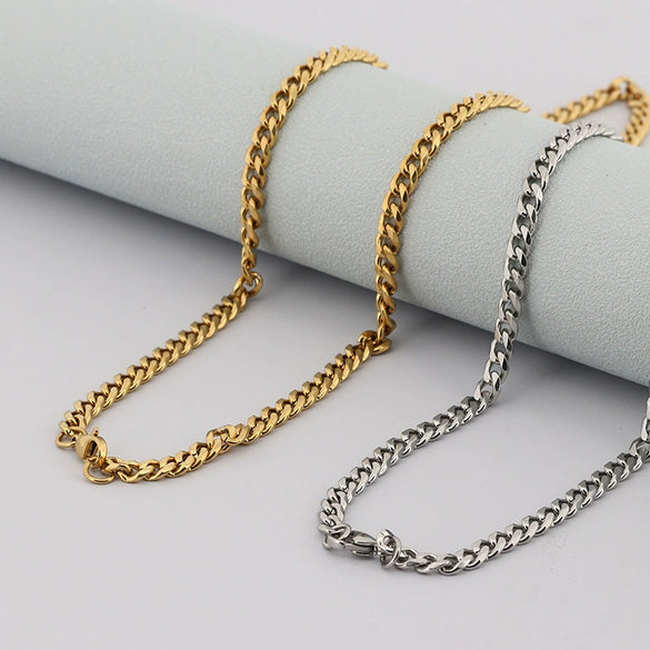 Wholesale Titanium Steel Cuban Chain Necklace Simple Geometric Handmade Unisex