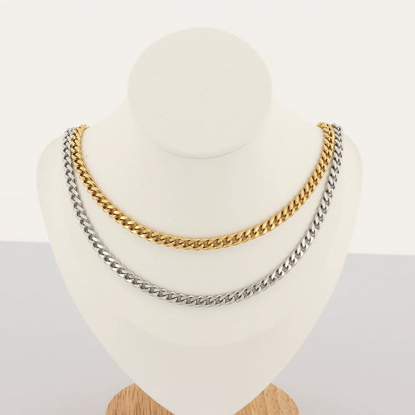 Wholesale Titanium Steel Cuban Chain Necklace Simple Geometric Handmade Unisex