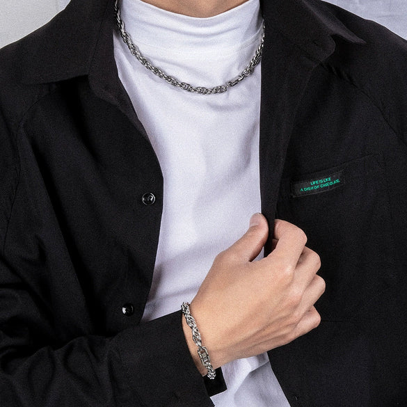 Wholesale Titanium Steel Cuban Chain Necklace With Plain And Simple Design Featuring Doll Cartoon Characters And Geometric Patterns For Unisex And Student Hip Hop Style