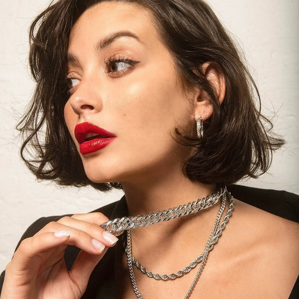 Wholesale Titanium Steel Cuban Hip Hop Geometric Punk Unisex Necklace With Electroplating And Snake Bone Chain