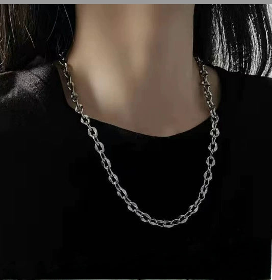 Wholesale Titanium Steel Cuban Hip Hop Geometric Punk Unisex Necklace With Electroplating And Snake Bone Chain