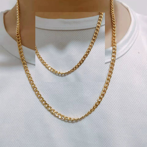 Wholesale Titanium Steel Cuban Hip Hop Geometric Punk Unisex Necklace With Electroplating And Snake Bone Chain
