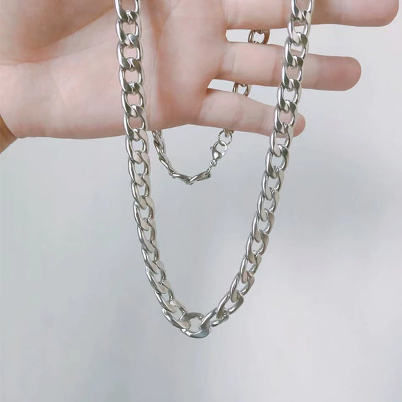 Wholesale Titanium Steel Cuban Hip Hop Geometric Punk Unisex Necklace With Electroplating And Snake Bone Chain