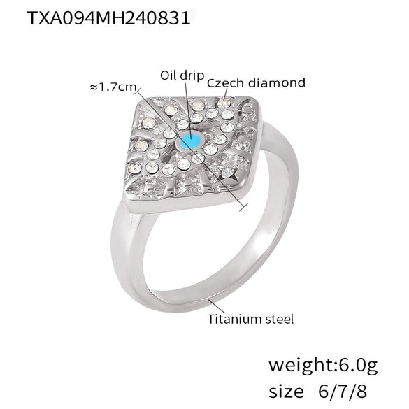 Wholesale Titanium Steel Czech Diamond Magic Eye Block Pendant Collarbone Necklace For Women Pvd Plated 18K Gold Fashion Style