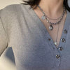 Wholesale Titanium Steel Double Layer Geometric Smile Necklace With Polishing For Unisex Fashion Hip Hop Accessories