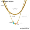 Wholesale 316L Stainless Steel Double Layer Love Shaped Necklace And Bracelet With Color Drop Oil Retro Niche Light Luxury Style Electroplated