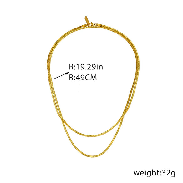 Wholesale Titanium Steel Double Layer Stacked Women's Necklace With Geometric Design And Electroplating Treatment
