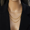 Wholesale Titanium Steel Double Layer Stacked Women's Necklace With Geometric Design And Electroplating Treatment