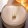 Wholesale Titanium Steel Double Ring Full Diamond Waist Necklace Clavicle Chain With Geometric Design And Gold Inlaid
