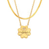 Wholesale Titanium Steel Doublelayer Clavicle Necklace For Women With Microinlaid Zircon Geometric Letter Number And Text Pattern Electroplated Fourleaf Flower Design