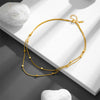 Wholesale Titanium Steel Doublelayer Small Square Geometric Women's Necklace With Vacuum Electroplating In Furnace