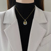 Wholesale Titanium Steel Doublelayer Water Drop Geometric Style Electroplated Unisex Necklace