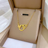 Wholesale Titanium Steel Doublering Butterfly Geometric Electroplated Women's Fashion Necklace