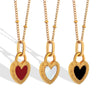 Wholesale 316L Stainless Steel Doublesided Peach Heart Geometric Love Pendant Necklace Gold Plated