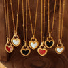 Wholesale 316L Stainless Steel Doublesided Peach Heart Geometric Love Pendant Necklace Gold Plated