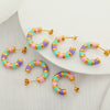 Wholesale 316L Stainless Steel Dripping Glue Geometric Ushape Women's Earrings