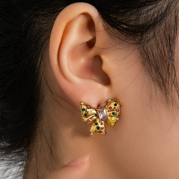 Wholesale Titanium Steel Drop Earrings Geometric Pattern Electroplated For Women Light Luxury Style