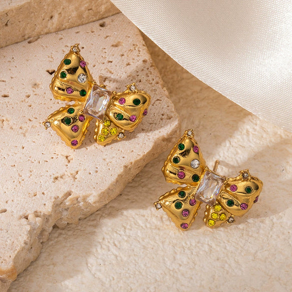 Wholesale Titanium Steel Drop Earrings Geometric Pattern Electroplated For Women Light Luxury Style