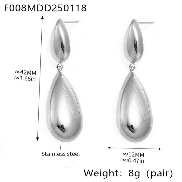 Wholesale 316L Stainless Steel Drop Shape Electroplating Women's Pendant Earrings
