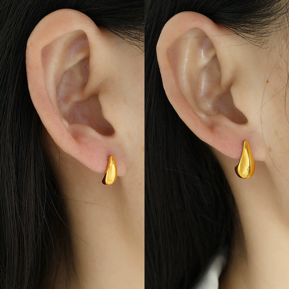 Wholesale 316L Stainless Steel Dropshaped Electroplated Women's Minimalist Earrings