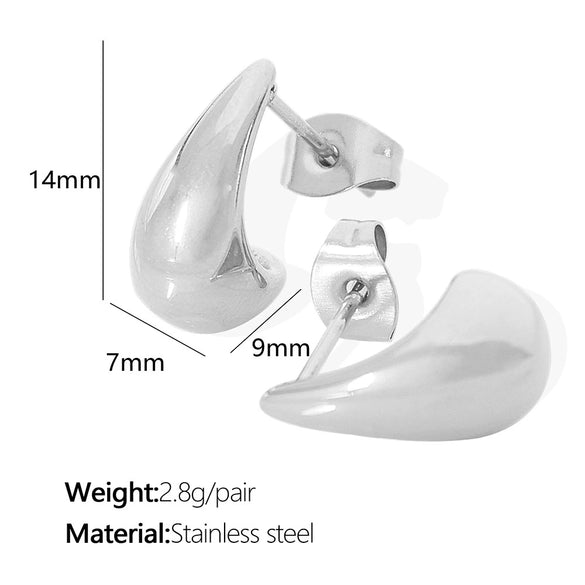 Wholesale 316L Stainless Steel Dropshaped Electroplated Women's Minimalist Earrings