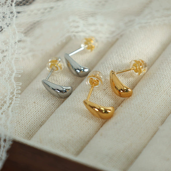 Wholesale 316L Stainless Steel Dropshaped Electroplated Women's Minimalist Original Design Earrings
