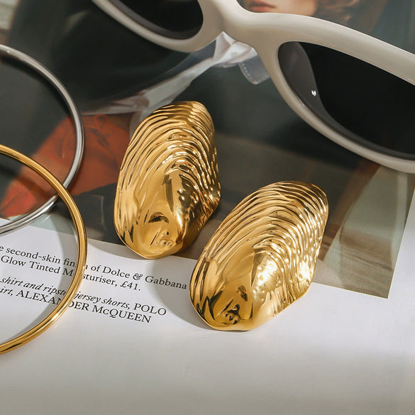 Wholesale Titanium Steel Ear Accessories Light Luxury High End Earrings In Geometric Design With Electroplating Treatment