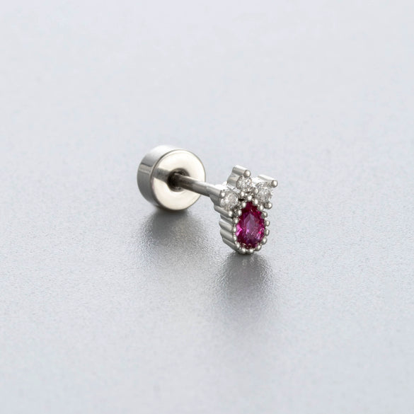 Wholesale Titanium Steel Ear Nail With Red And Purple Zircon Love Star And Heart Drop Shape Pendant Sweet Style