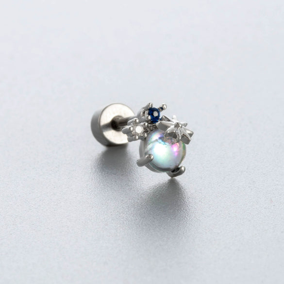 Wholesale Titanium Steel Ear Nails With Zirconia And Moonstone Forest Style