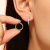 Wholesale Titanium Steel Earrings And Plain Ring Set With Zircon Pvd Gold Plated Niche Design Circle Ear Buckle Geometric Pattern