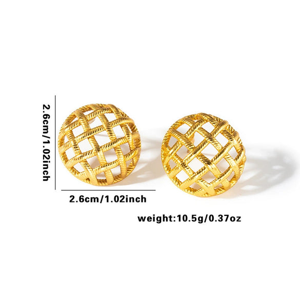 Wholesale Titanium Steel Earrings Fashion Style Geometric Heart Shape Leaves Woven Electroplated