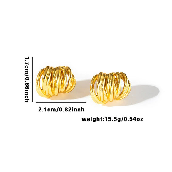 Wholesale Titanium Steel Earrings Fashion Style Geometric Heart Shape Leaves Woven Electroplated