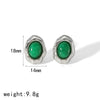 Wholesale Titanium Steel Earrings French Retro Style Geometric Inlaid Natural Stone For Ladies