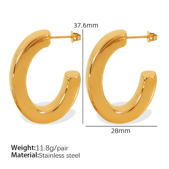 Wholesale 316L Stainless Steel Earrings Geometric Pattern 18K Gold Plated Minimalist Style For Women
